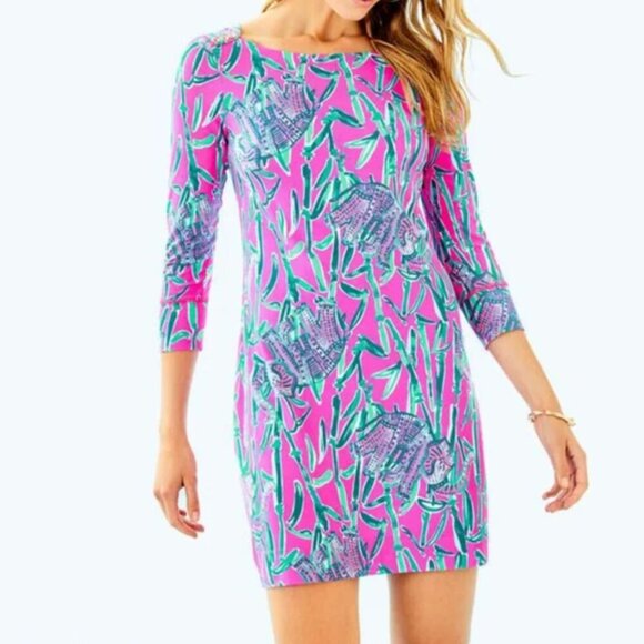 Lilly Pulitzer Extra Lucky Elephants Sophie Mini 3/4 Sleeve Mini Dress - Picture 1 of 7